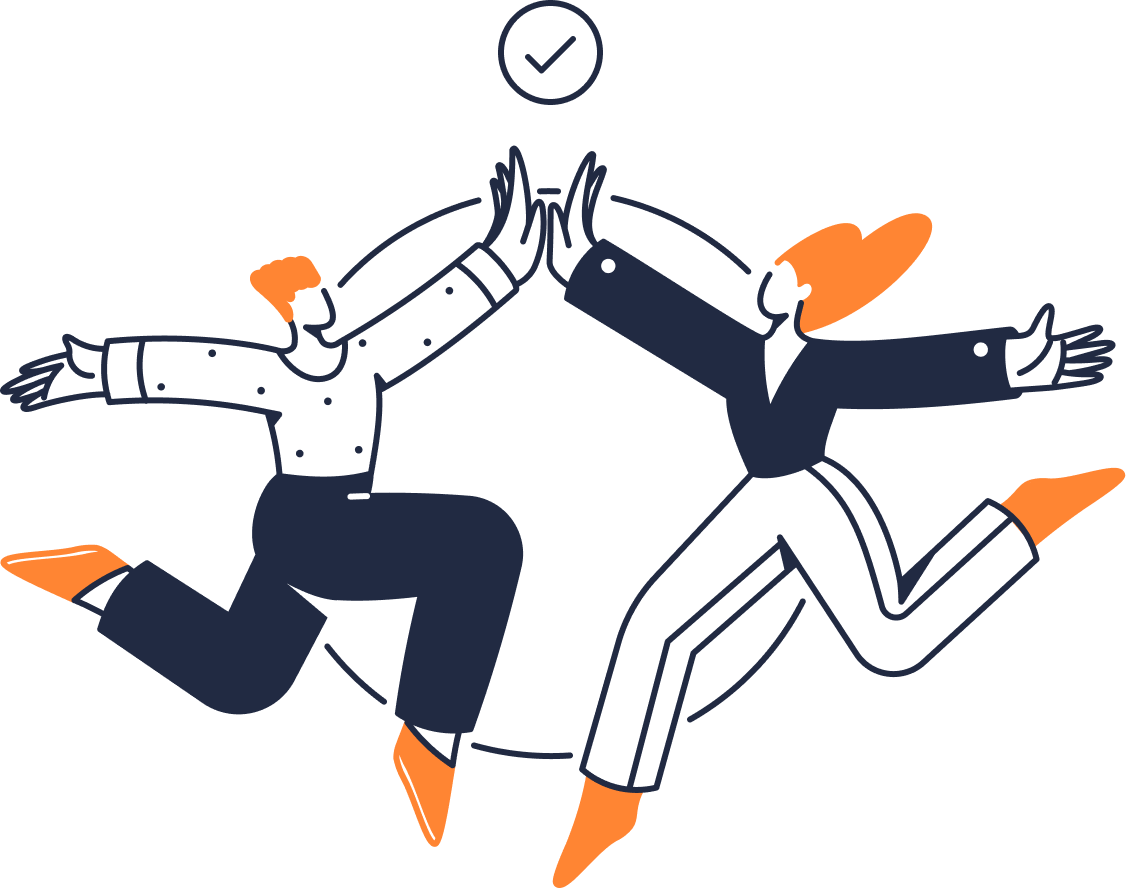Ilustração de homem em mulher fazendo high five